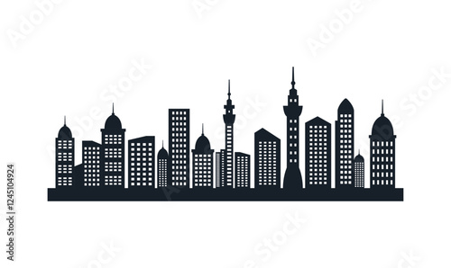 Silhouette of Cityscape Skyscrapers Buildings Landscape Wallpaper in Modern City Town