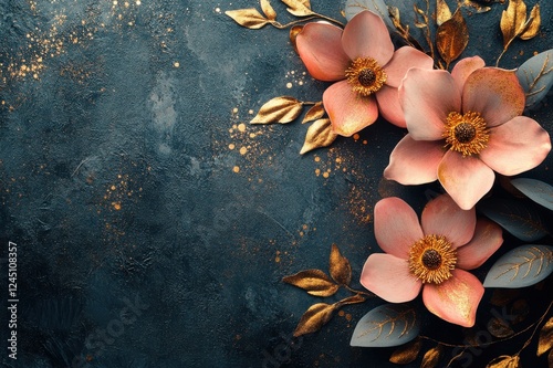 Elegant floral arrangement with golden accents studio setting photography artistic display close-up view beauty in nature