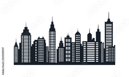 Silhouette of Cityscape Skyscrapers Buildings Landscape Wallpaper in Modern City Town