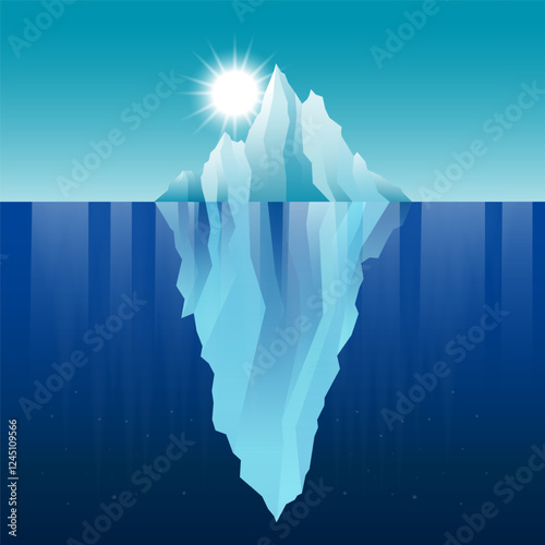 iceberg floating on the ocean illustration in gradient