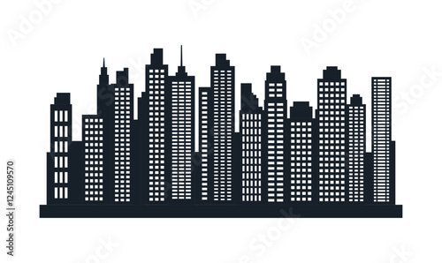 Silhouette of Cityscape Skyscrapers Buildings Landscape Wallpaper in Modern City Town