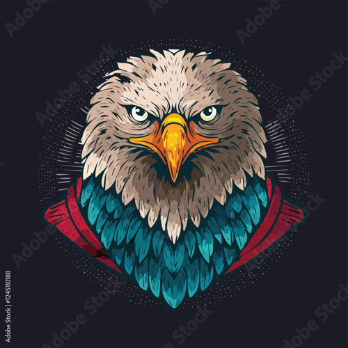 Illustration of an eagle with a majestic and beautiful appearance accompanied by full color.