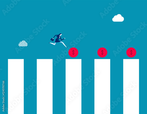 Business with the next step. Business effort vector flat style