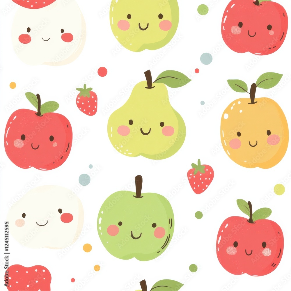 Fruit pattern design creative art digital illustration playful environment colorful view whimsical concept for kids