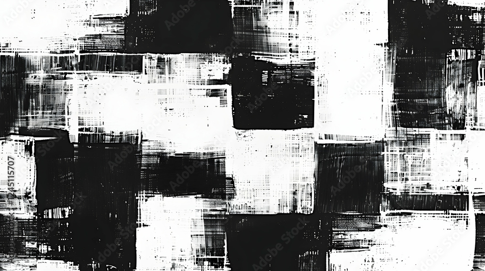 Obraz premium Abstract black and white textured background with dynamic brush strokes and patterns