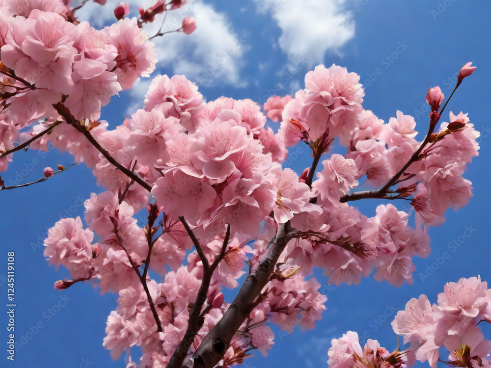 Cherry blossoms in full bloom and petals falling Cherry blossoms in full bloom and petals falling