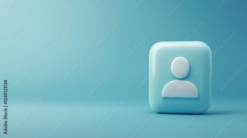 Modern element, white square button with person icon for user profile and contact Modern element, white square button with person icon for user profile and contact