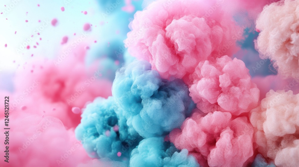 Fototapeta premium Pink and blue cloud with colorful gradient background in a serene and calm atmosphere