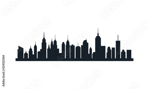 Silhouette of Cityscape Skyscrapers Buildings Landscape Wallpaper in Modern City Town