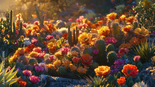 Vibrant cactus garden display desert location nature photography