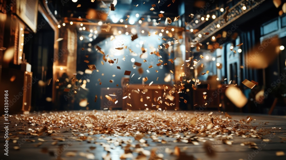 Obraz premium Gold coins falling from the ceiling creating a shower of currency in a bright room
