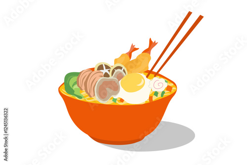 Noodle ramen bowl vector illustration