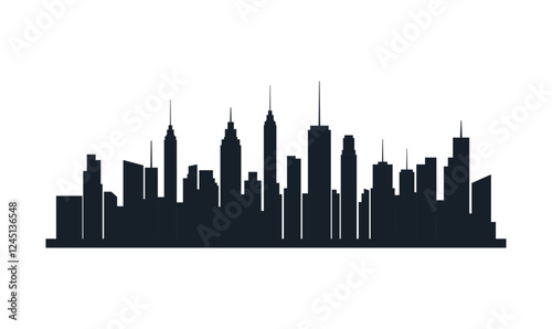Silhouette of Cityscape Skyscrapers Buildings Landscape Wallpaper in Modern City Town