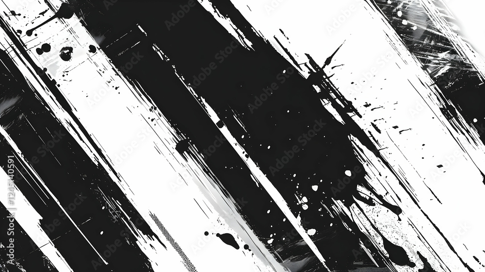 Fototapeta premium Abstract black and white paint splashes creating dynamic textures with movement and energy