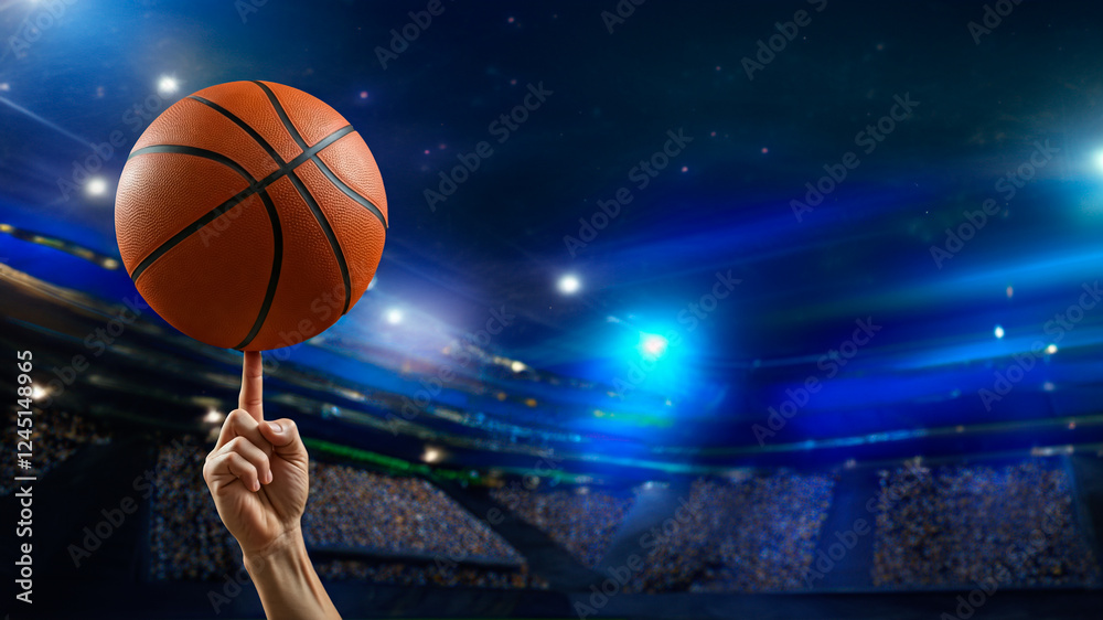 Fototapeta premium Basket ball spinning on a finger
