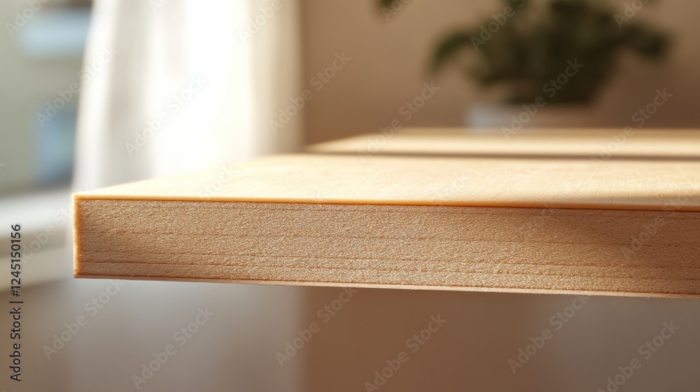 Close-up of Light Wooden Table Edge, Minimalist Home Interior Design Close-up of Light Wooden Table Edge, Minimalist Home Interior Design