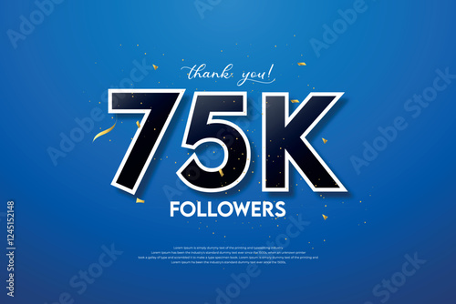 75k followers celebration with beautiful background. design vector.