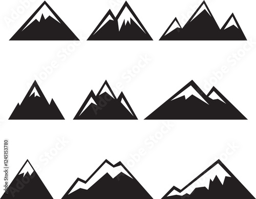 mountain icons set