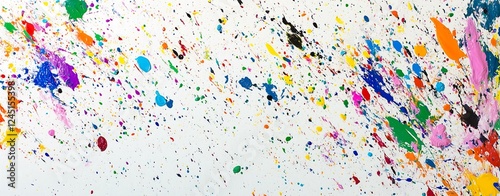 Bright splashes of paint create an abstract and dynamic visual experience.