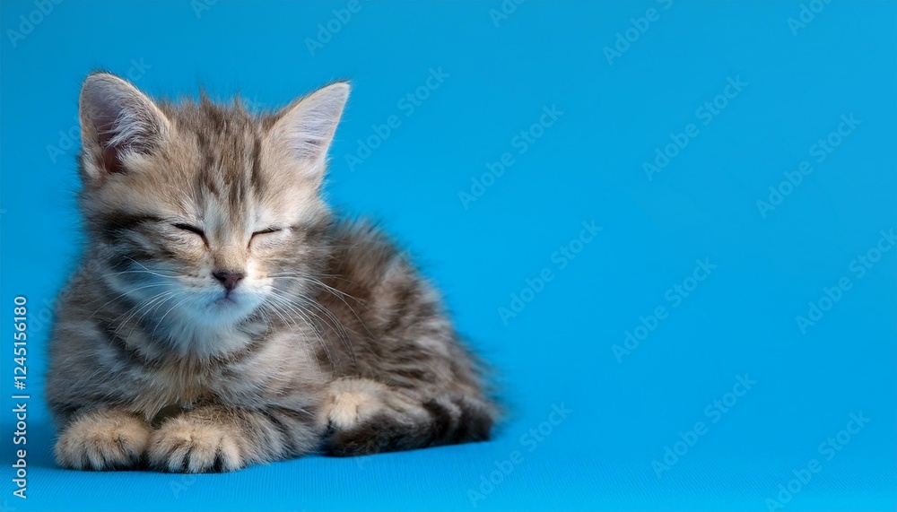 明るいブルーの背景にそっと丸くなる子猫が描く春の静寂
明るいブルーの背景にそっと丸くなる子猫が描く春の静寂