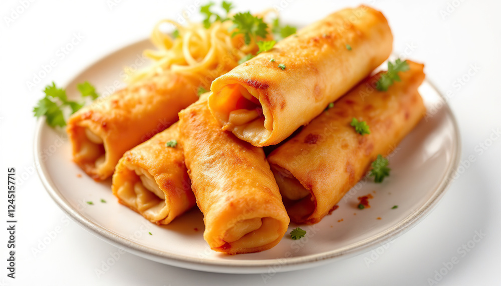 Crispy Golden Fried Spring Rolls with Noodles Crispy Golden Fried Spring Rolls with Noodles
