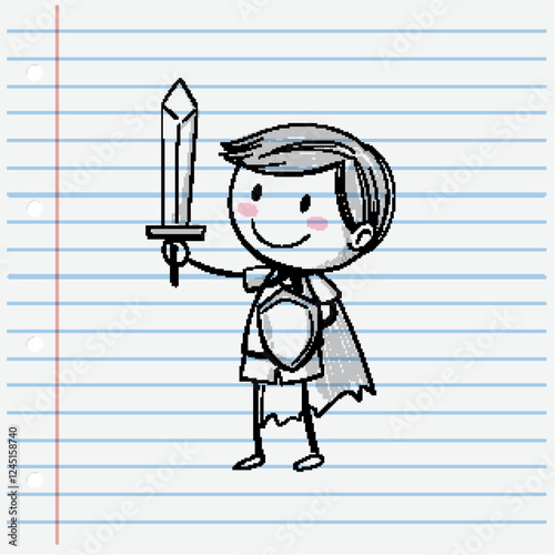 Child Knight with Sword and Shield