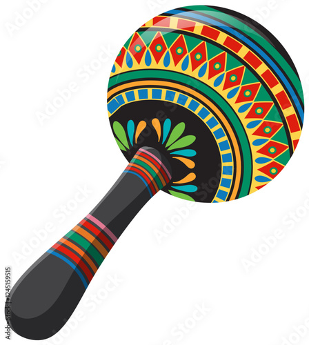 Colorful Mexican Maraca Illustration