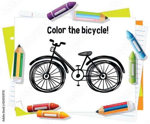 Colorful Bicycle Doodle for Kids