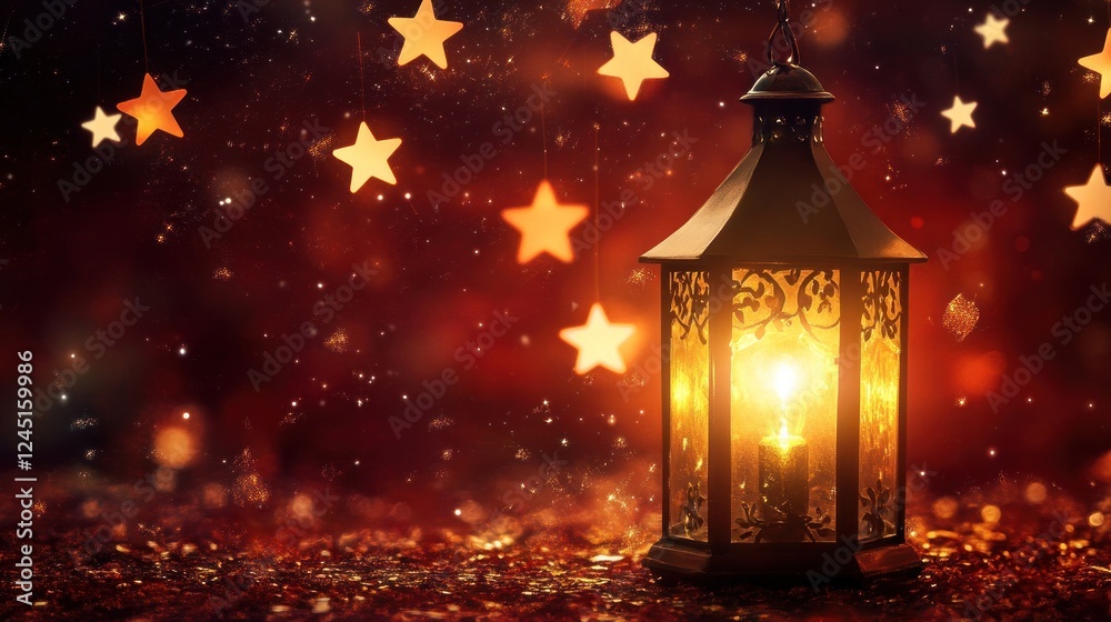 Ornate Ramadan Lantern with Mystical Glow Ornate Ramadan Lantern with Mystical Glow