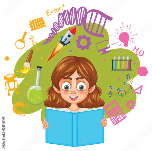 Girl Reading Science Book