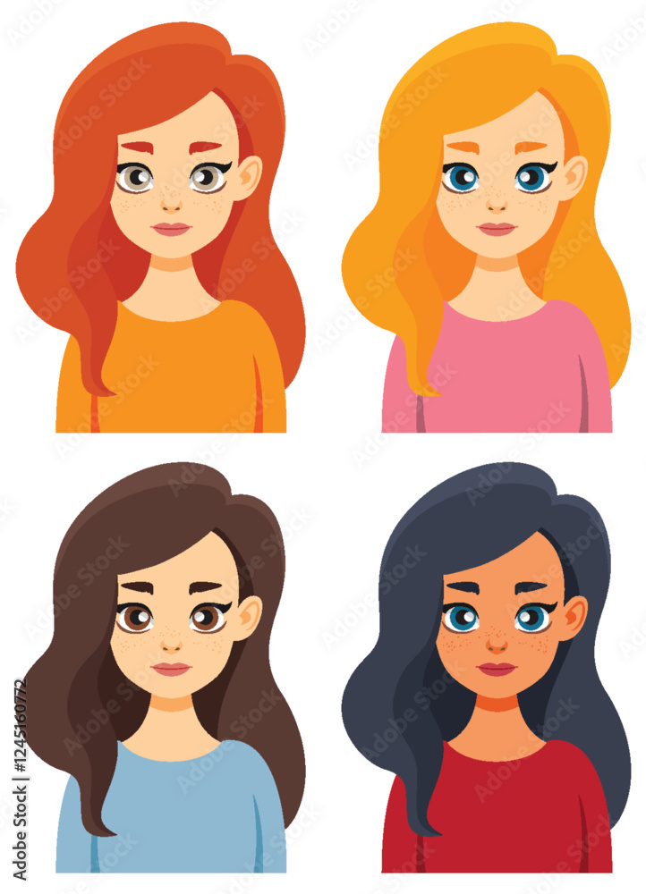 Diverse Women with Long Hair Diverse Women with Long Hair