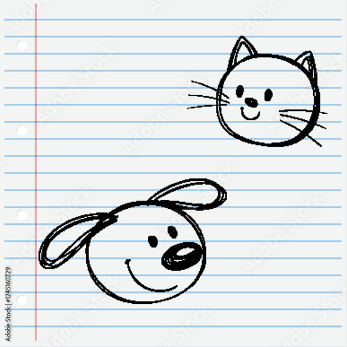 Playful Cat and Dog Sketch
