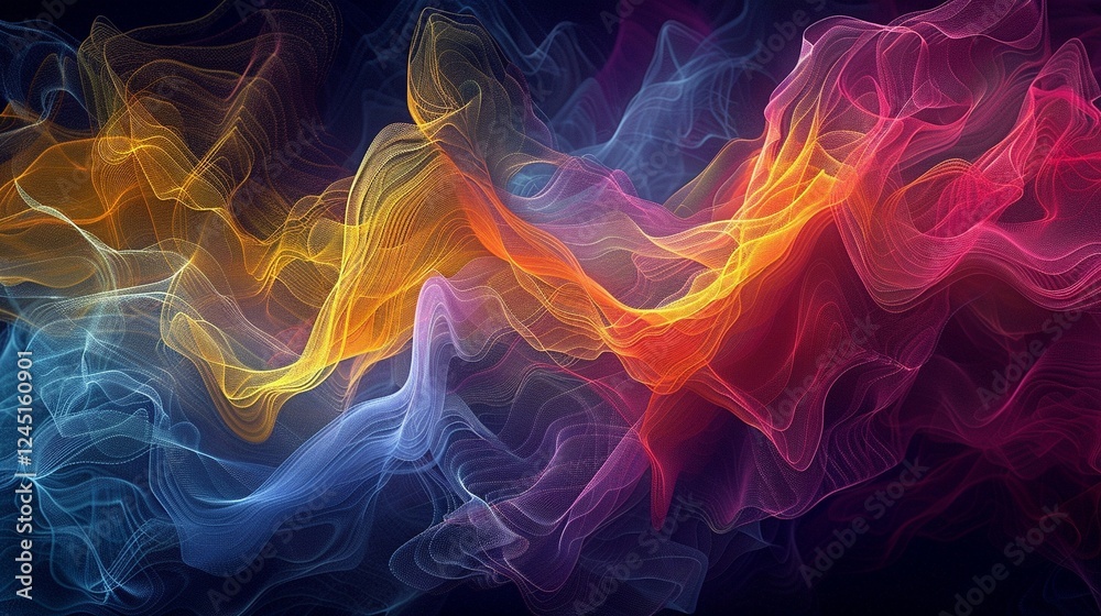 Obraz premium カラフルな流れるラインのエレガントなグラフィックアート5