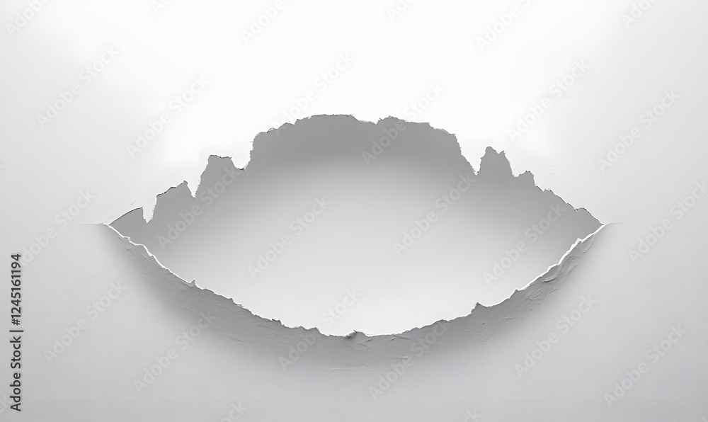 Torn hole in white paper, background blank, design element Torn hole in white paper, background blank, design element