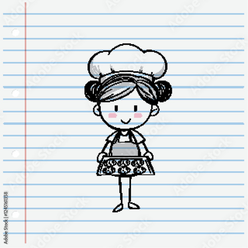 Cute Chef with Freshly Baked Cookies