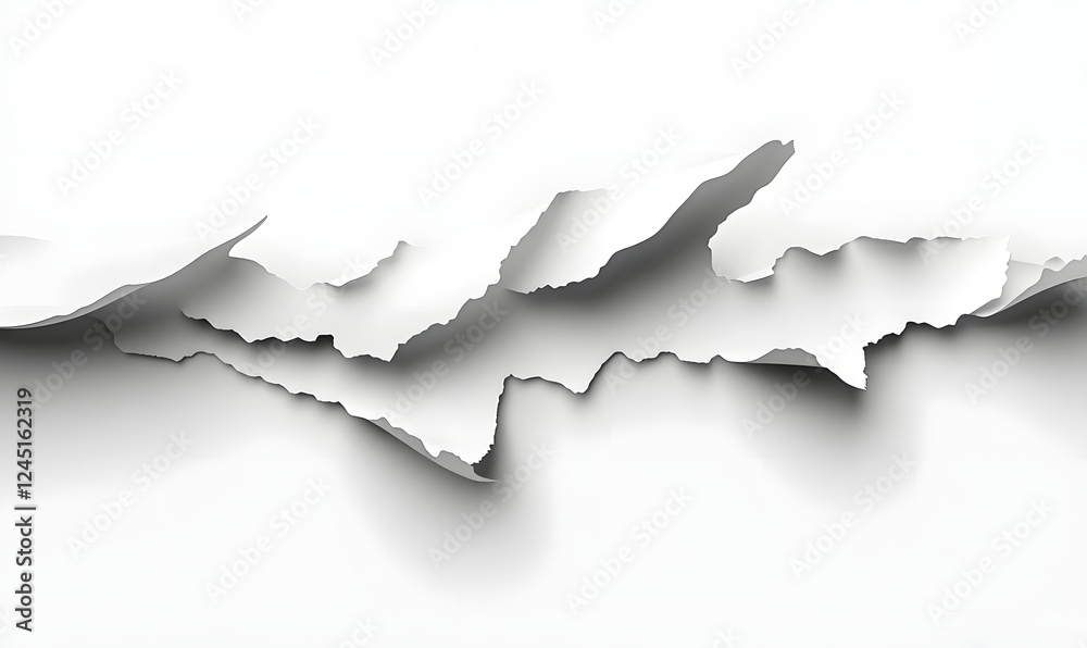 Torn paper edges, white background, reveal, texture, design element Torn paper edges, white background, reveal, texture, design element