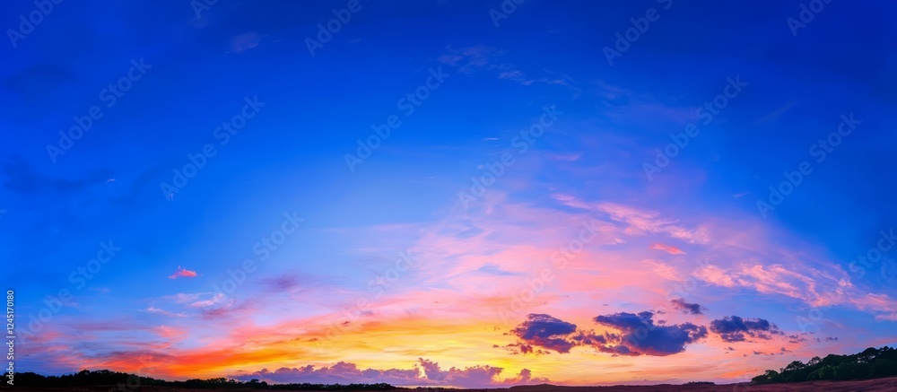 Fototapeta premium Majestic cloud formations illuminated by sunset colors.
