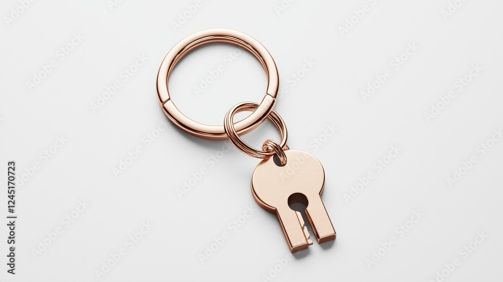 Stylish keychain with a key design element. Stylish keychain with a key design element.