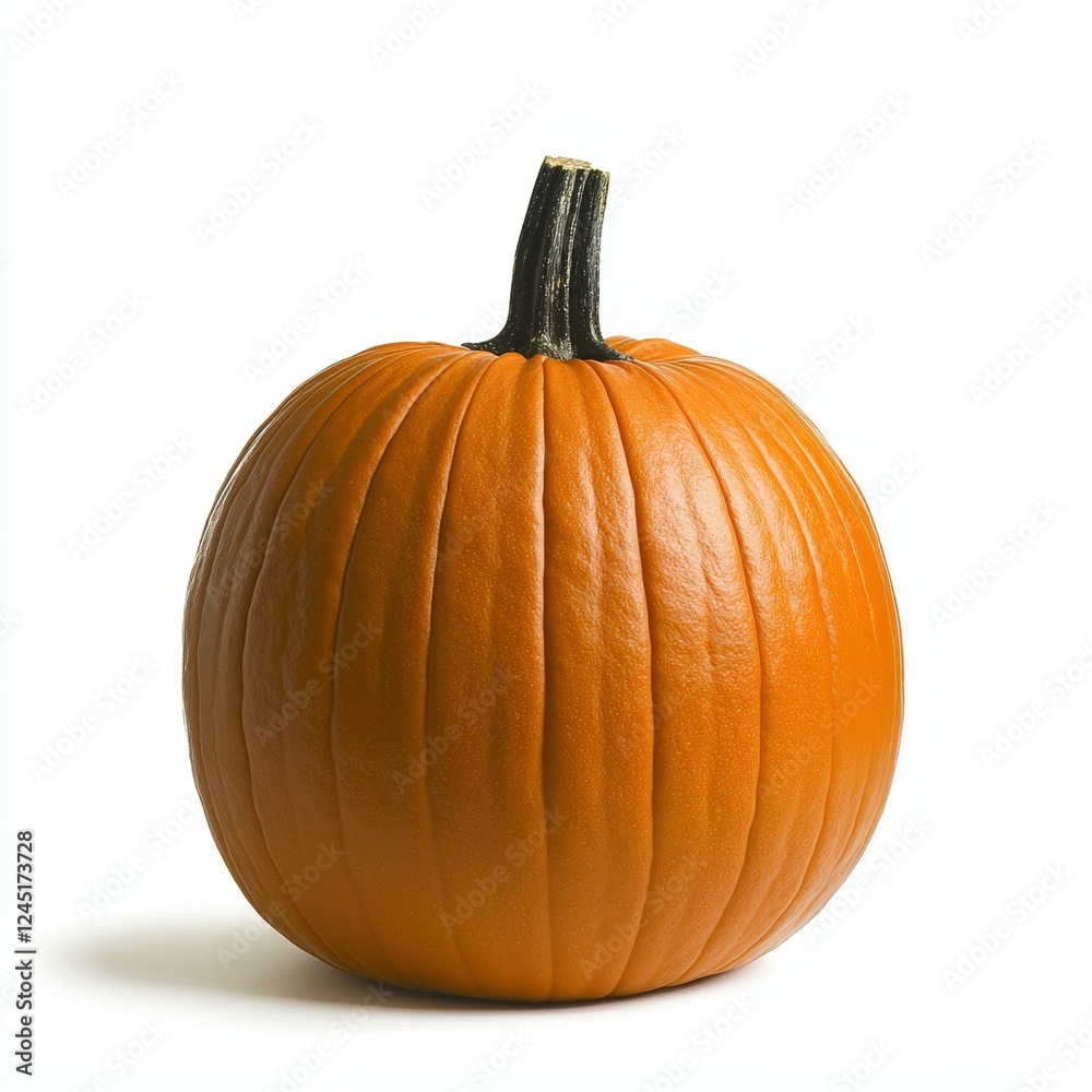 Obraz premium Vibrant orange pumpkin on white background.