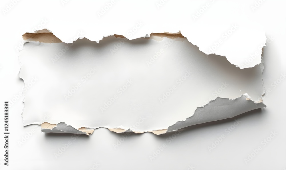 Torn white paper, isolated background, design element, mockup Torn white paper, isolated background, design element, mockup