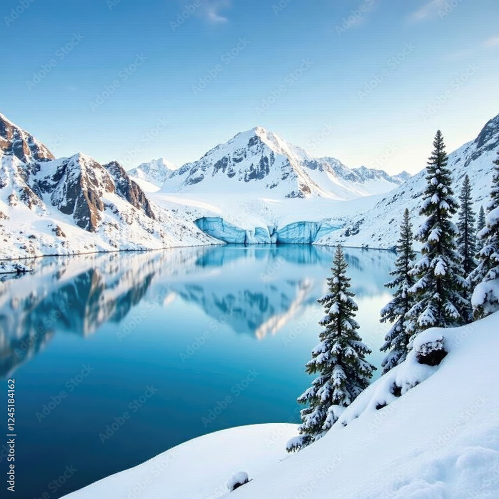 custom made wallpaper toronto digitalSnowy mountain landscape with frozen lakes and glaciers in the Alaskan wilderness, nature, alaska