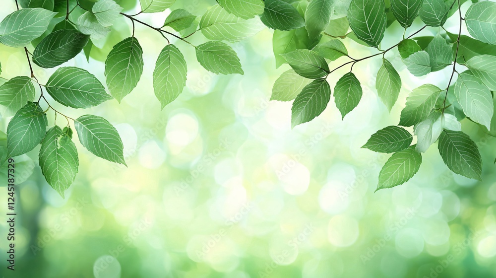 Lush green leaves, spring background, nature, bokeh Lush green leaves, spring background, nature, bokeh