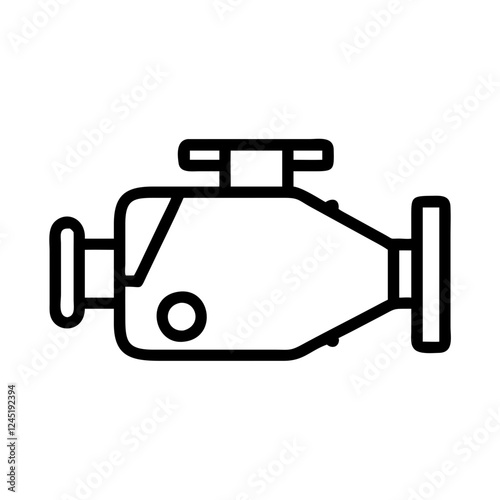 Line art engine icon for automotive technology and mechanics
