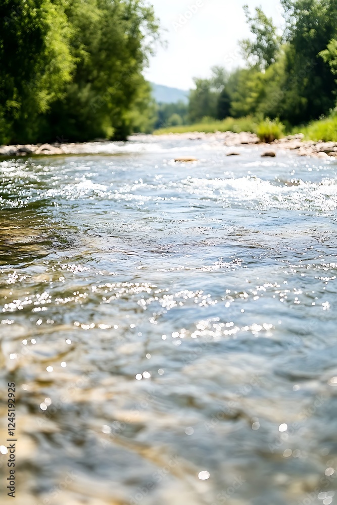 River flows calmly through green valley River flows calmly through green valley