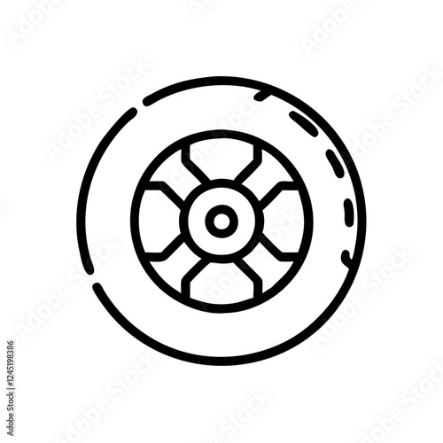 Line art tire icon for automotive and transportation applications