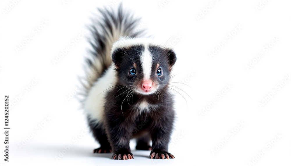 Adorable Baby Skunk Portrait White Background Adorable Baby Skunk Portrait White Background