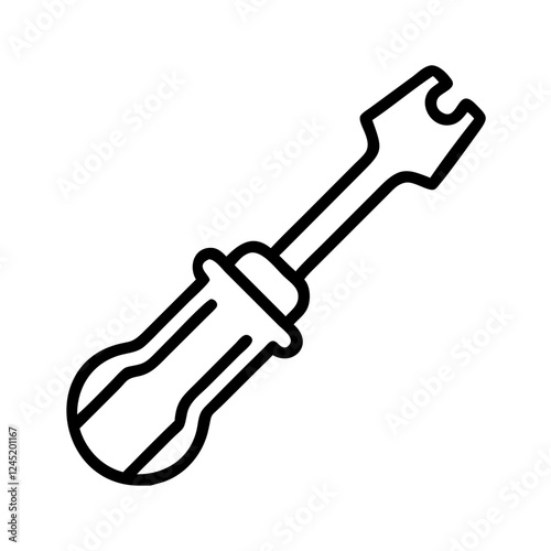 Simple line art screwdriver icon for tools and repair services
