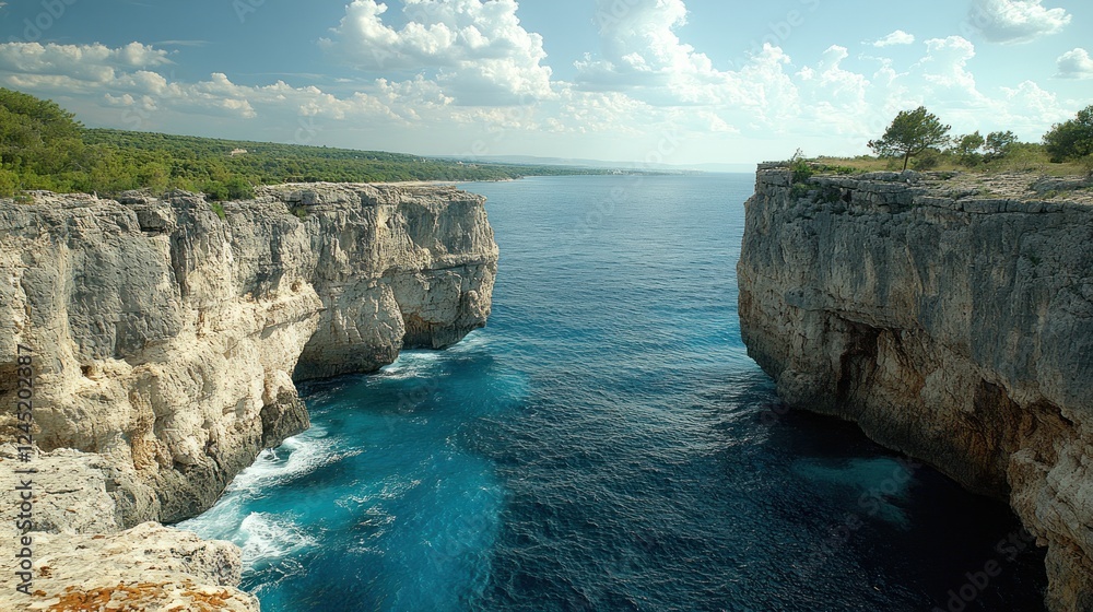 Fototapeta premium Dramatic coastal cliffs with turquoise ocean.
