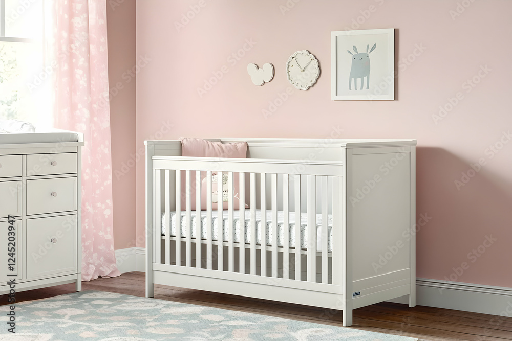 newborn baby room, stylish furniture and a comfortable crib newborn baby room, stylish furniture and a comfortable crib