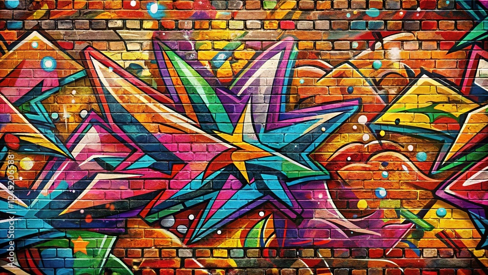 Fototapeta premium Abstract Graffiti Stencil Double Exposure Wallpaper Texture Stock Photo